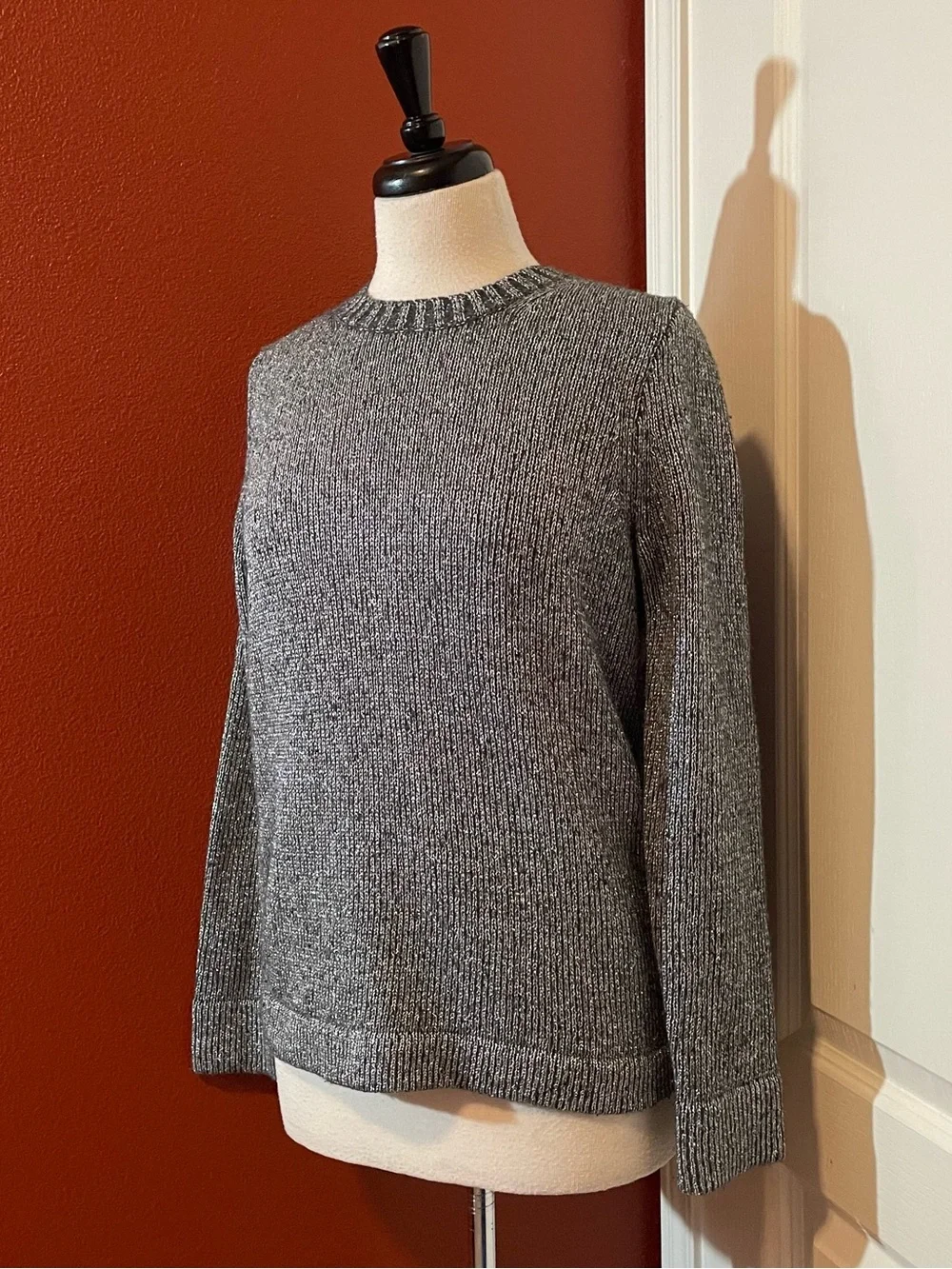 J Crew Women’s Metallic Lambswool Blend Lightweight Crewneck‎ Shimmer Sweater